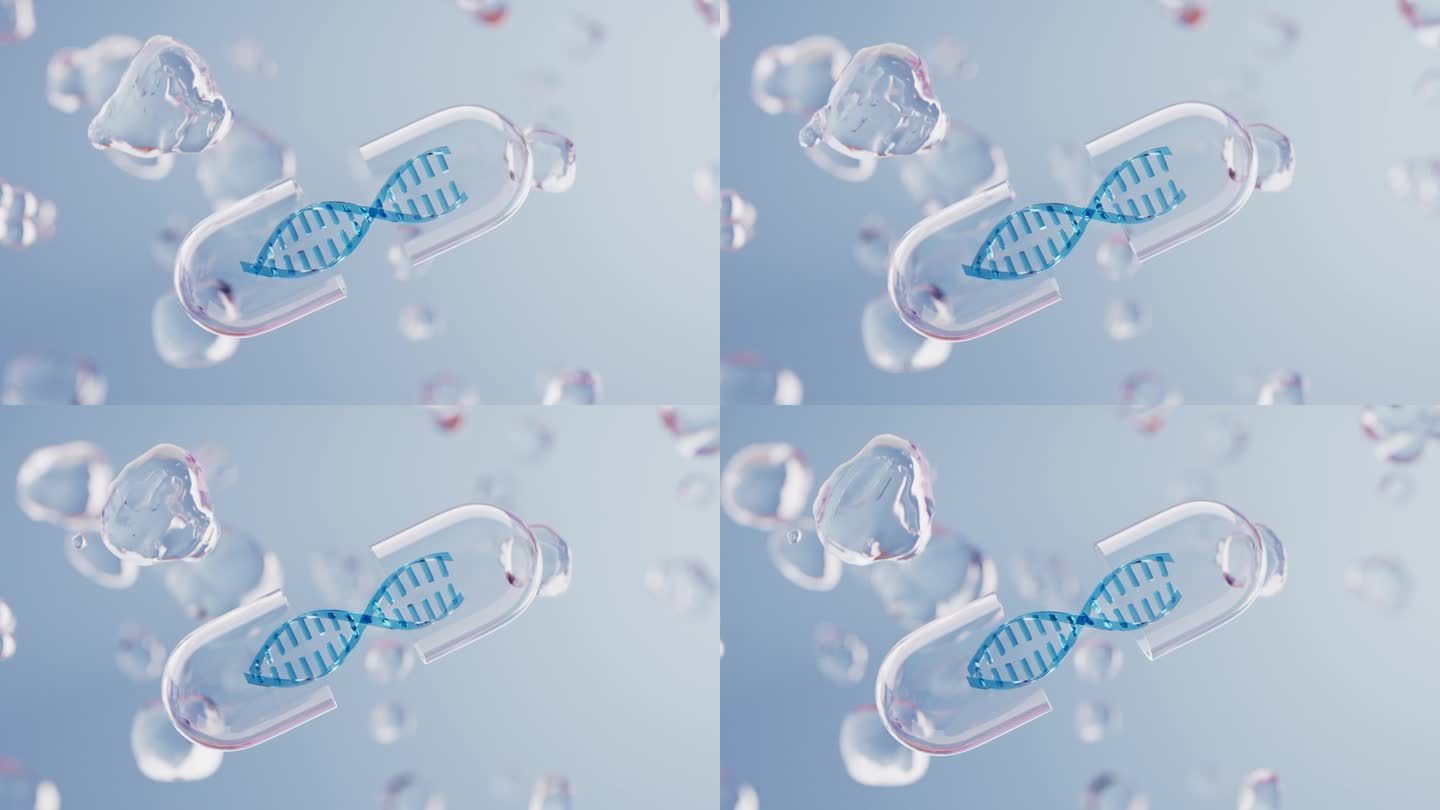 水分子和基因序列核酸三维动画
