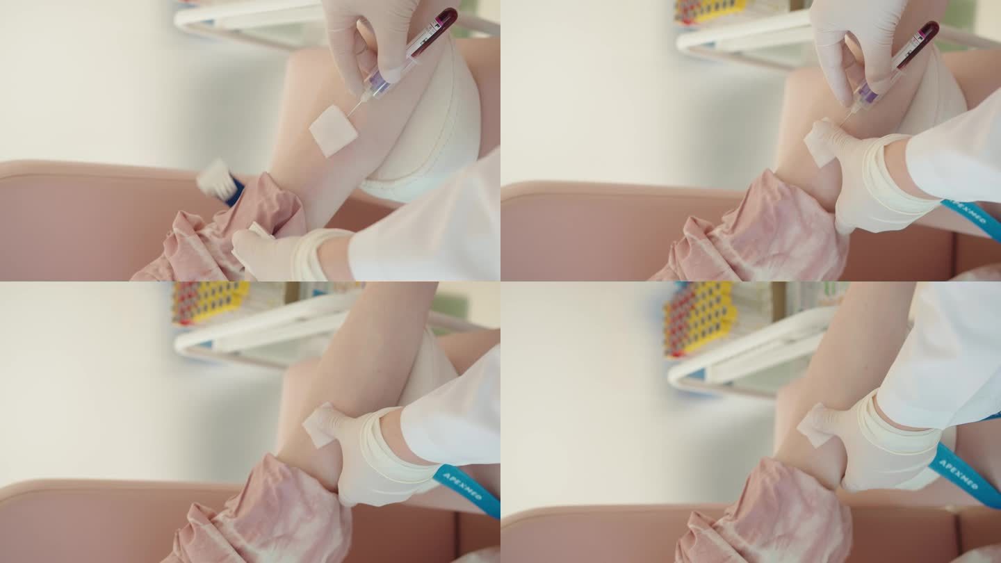 护士用空泡管和针从静脉采血的特写