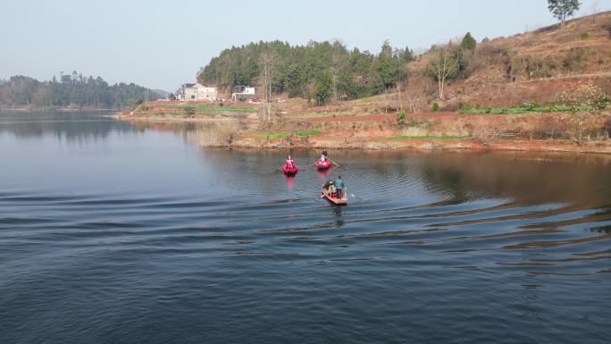 四川德阳中江继光水库风景航拍