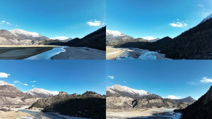 川藏线然乌湖河道1月景观