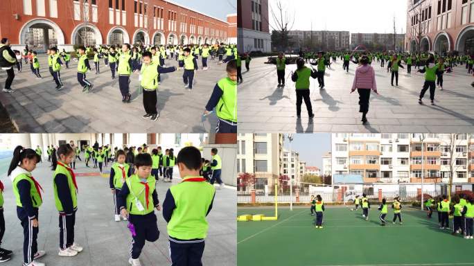 小学生跳绳篮球排球等室外活动