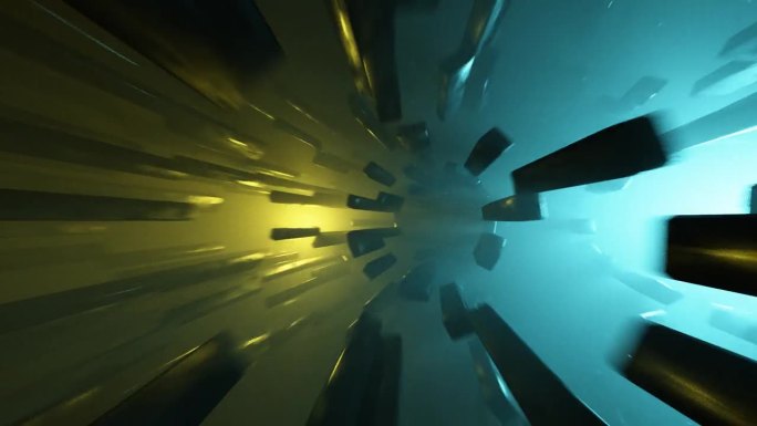 抽象的动画背景飞行通过一个未来的隧道