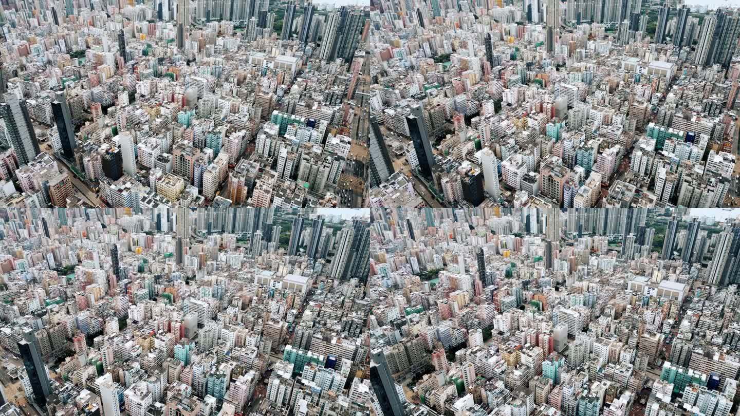 城市鸟瞰图及香港以外地区的旧城区范围。东方经济在中国的企业贸易或旅游风景录像。亚洲及香港都市高层建筑