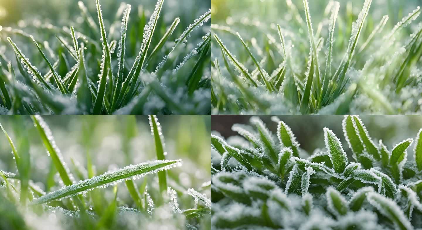 意境-小草上的冰霜