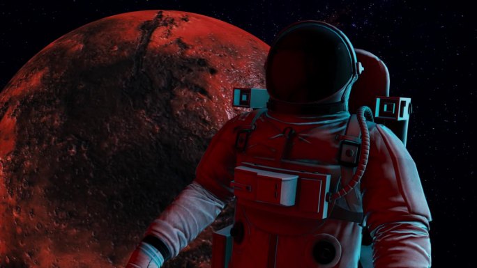 火星和宇航员。用于制作此渲染的图像由美国宇航局提供。