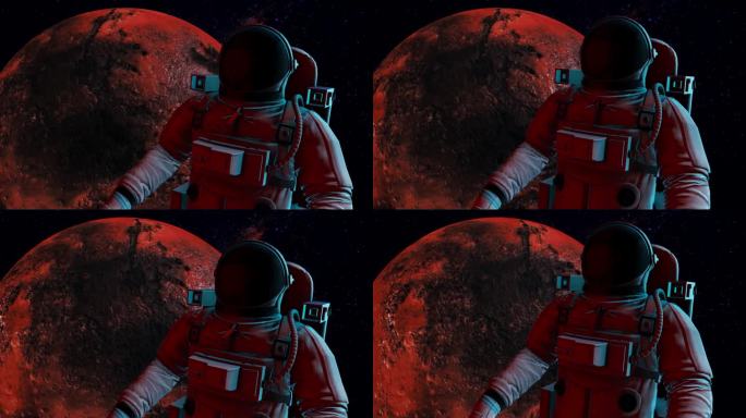 火星和宇航员。用于制作此渲染的图像由美国宇航局提供。