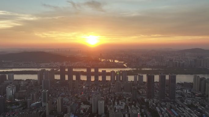 长沙开福区日落城市空镜