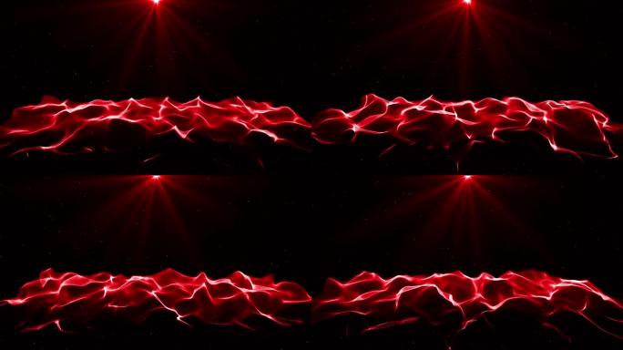 4K红色粒子波浪动态