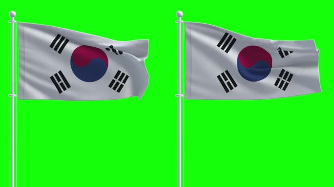 色度键背景上的韩国国旗