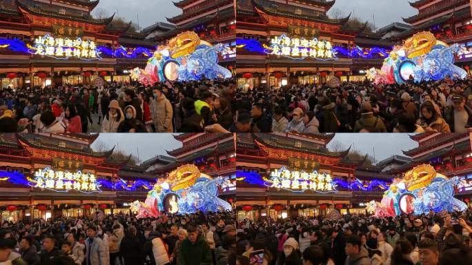 2024年上海城隍庙灯会夜景延时视频