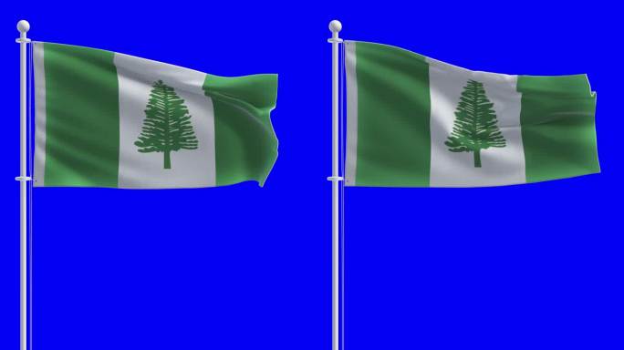 诺福克岛的旗帜在色度键背景