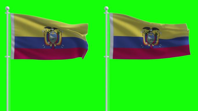 厄瓜多尔国旗在色度键背景