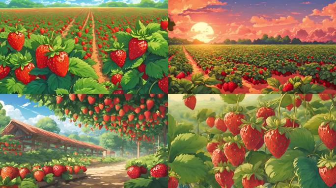 动画草莓种植园丰收