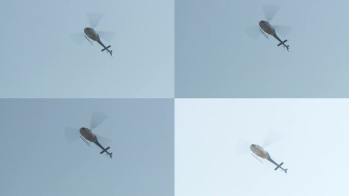悬挂加泰罗尼亚旗帜的飞行直升机