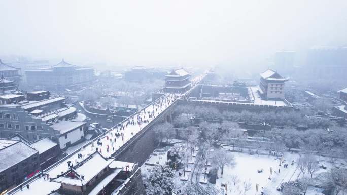 18段西安大雪雪景航拍视频合集