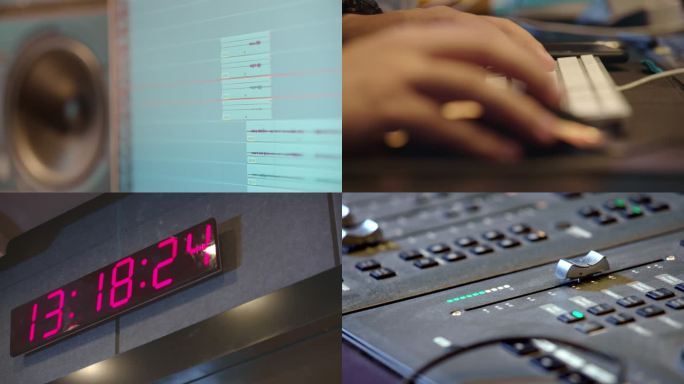 正在录音录音室调音台