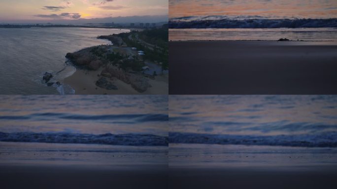 海浪拍打礁石 沙滩