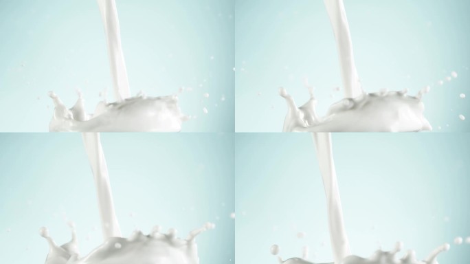 超级慢动作洒牛奶皇冠形状。