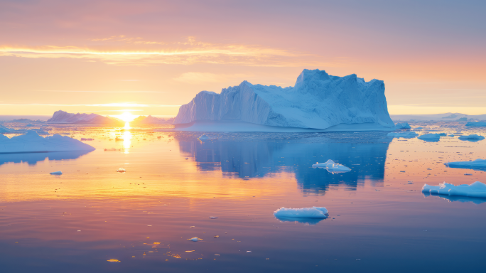 冰川极地雪山冰洋极光冰山南极北极冰盖风光
