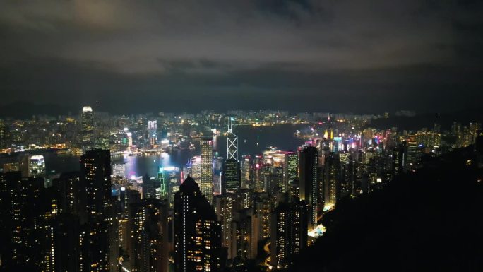 香港维多利亚港城市夜空