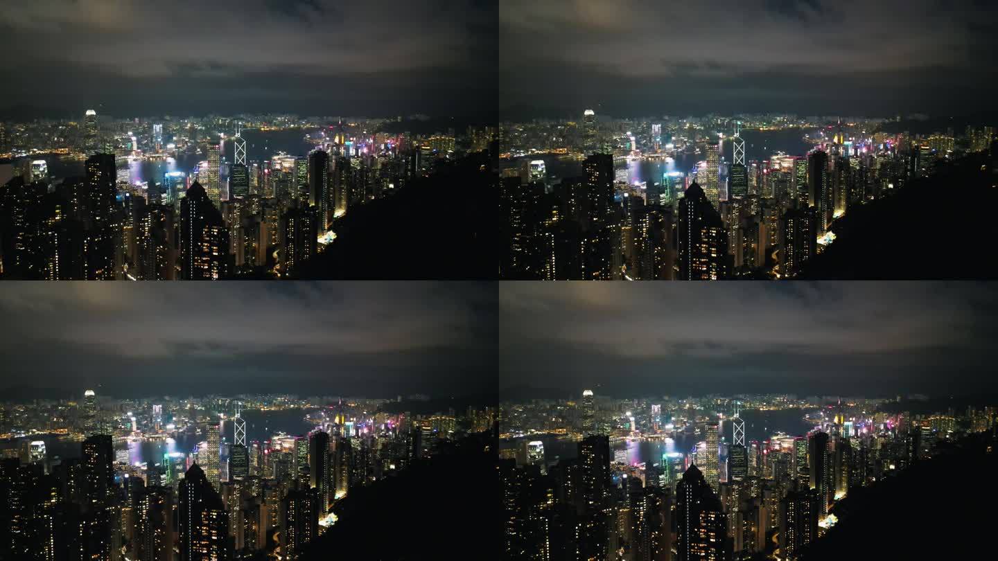 香港维多利亚港城市夜空