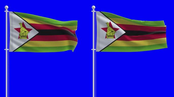 津巴布韦国旗在色度键背景