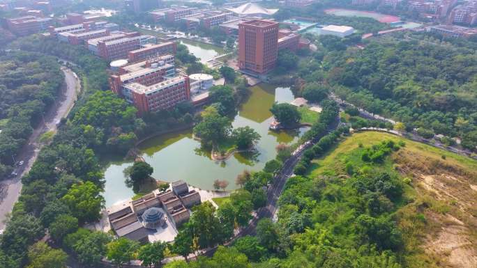 华南理工大学大学城校区航拍校园广州风景风