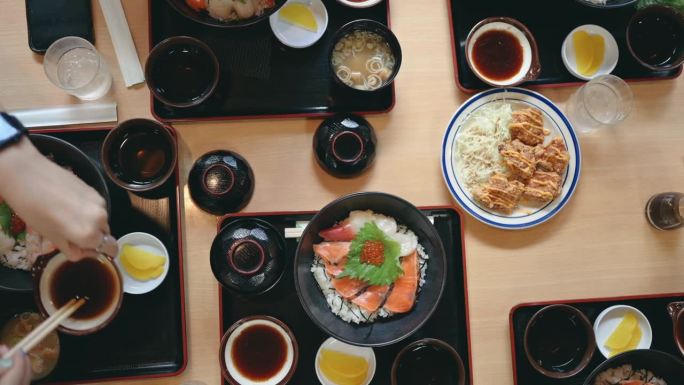 俯视图日本餐