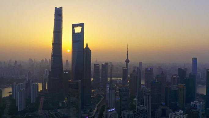 上海 陆家嘴 金融中心 国际化都市 日落