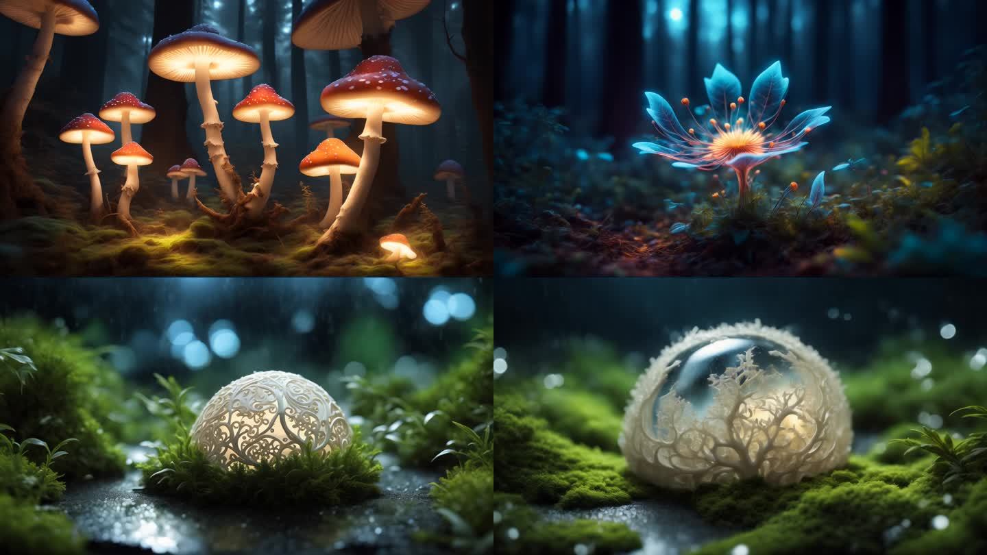 魔法森林魔法蘑菇奇幻森林水晶球魔法