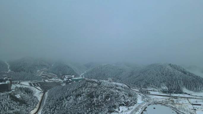 航拍重庆丰都南天湖冰雪