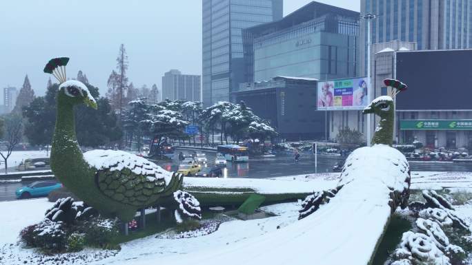 南京鼓楼广场雪景