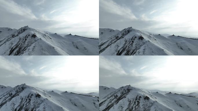 青海拉脊山雪山雪景航拍
