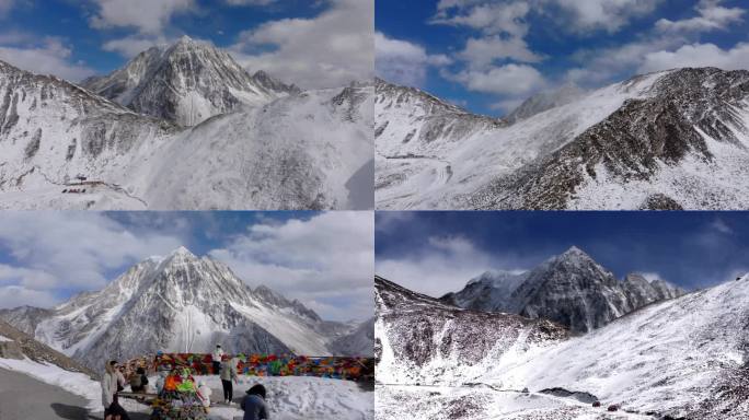 航拍雅拉雪山