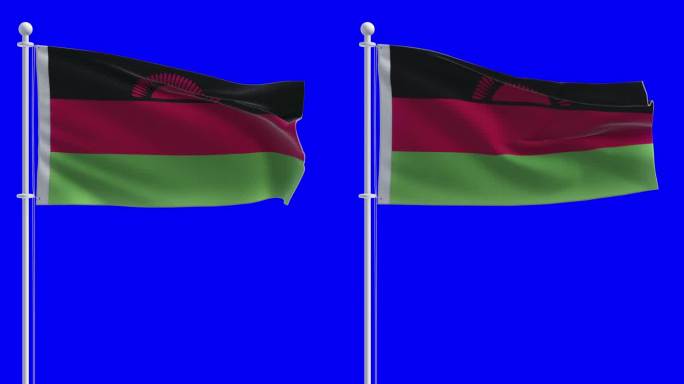 马拉维国旗的色度键背景