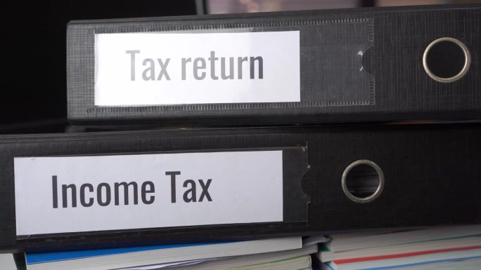 纳税申报表及所得税档案，办公室报表、文件的活页夹。完成计算实体收入或应付给政府、组织或潜在纳税人的文