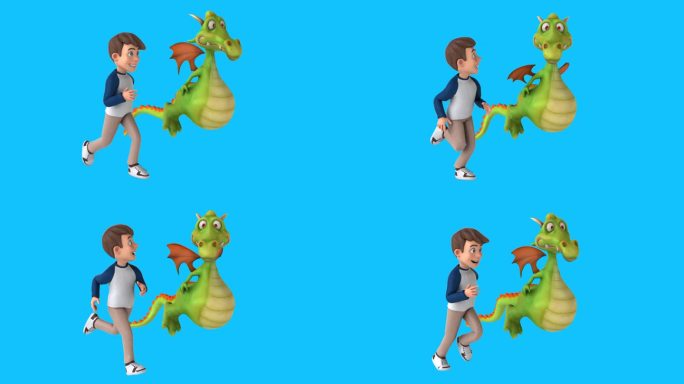 有趣的3D孩子和龙(含alpha通道)