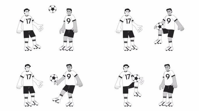 足球运动员在卡通动画中练习
