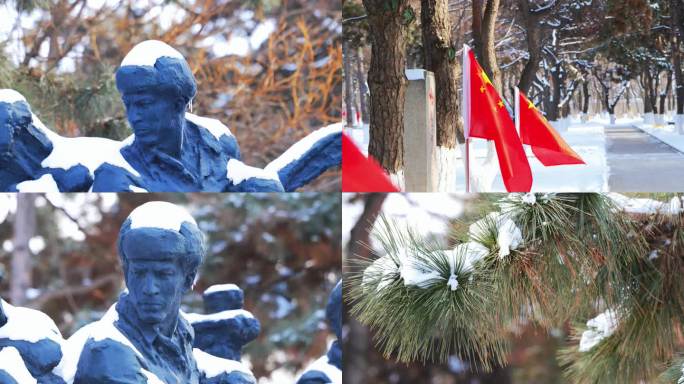 抗美援朝烈士陵园冬季雪景冬天