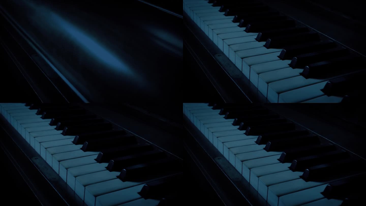 钢琴盖在黑暗的房间里打开和关闭