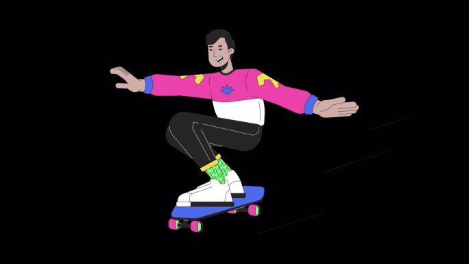 80年代滑板少年线卡通动画