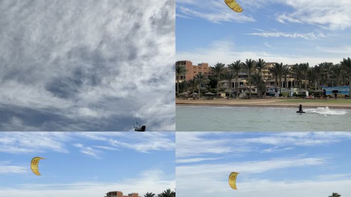 滑翔伞 冲浪 水上飞入 海边 运动