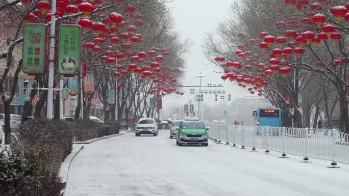 雪天的街景