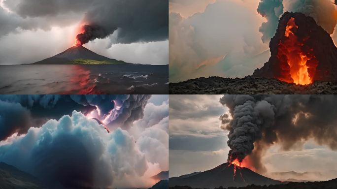 火山爆发画面