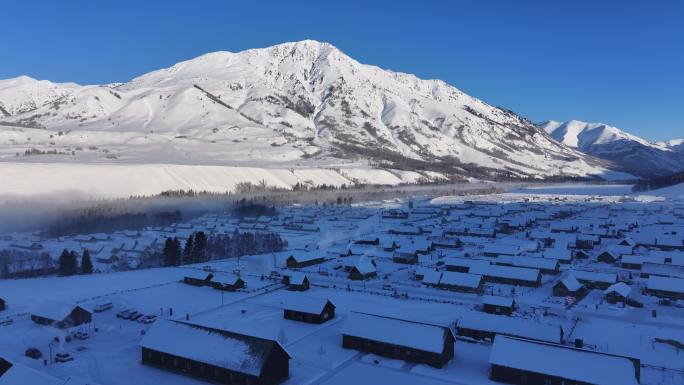 冬季新疆禾木雪景航拍