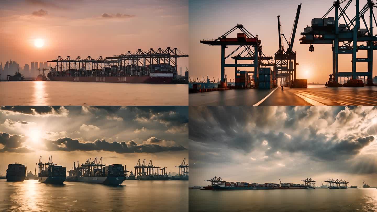 上海洋山深水港集装箱码头货轮一带一路