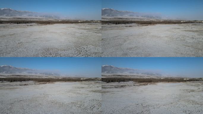 雪山 湿地 雪原 航拍 晴空万里