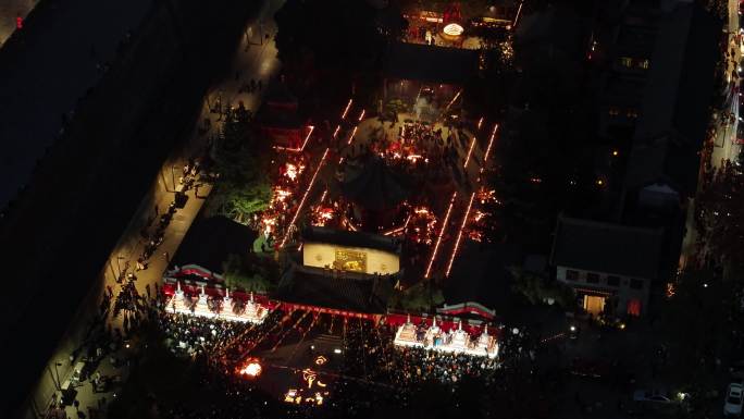 西安广仁寺燃灯节西安旅游西安夜景航拍