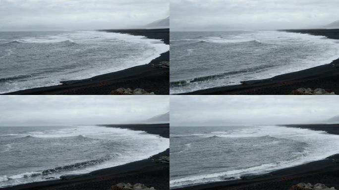 冰岛黑沙滩，冰岛的沙滩，黑色的海岸线