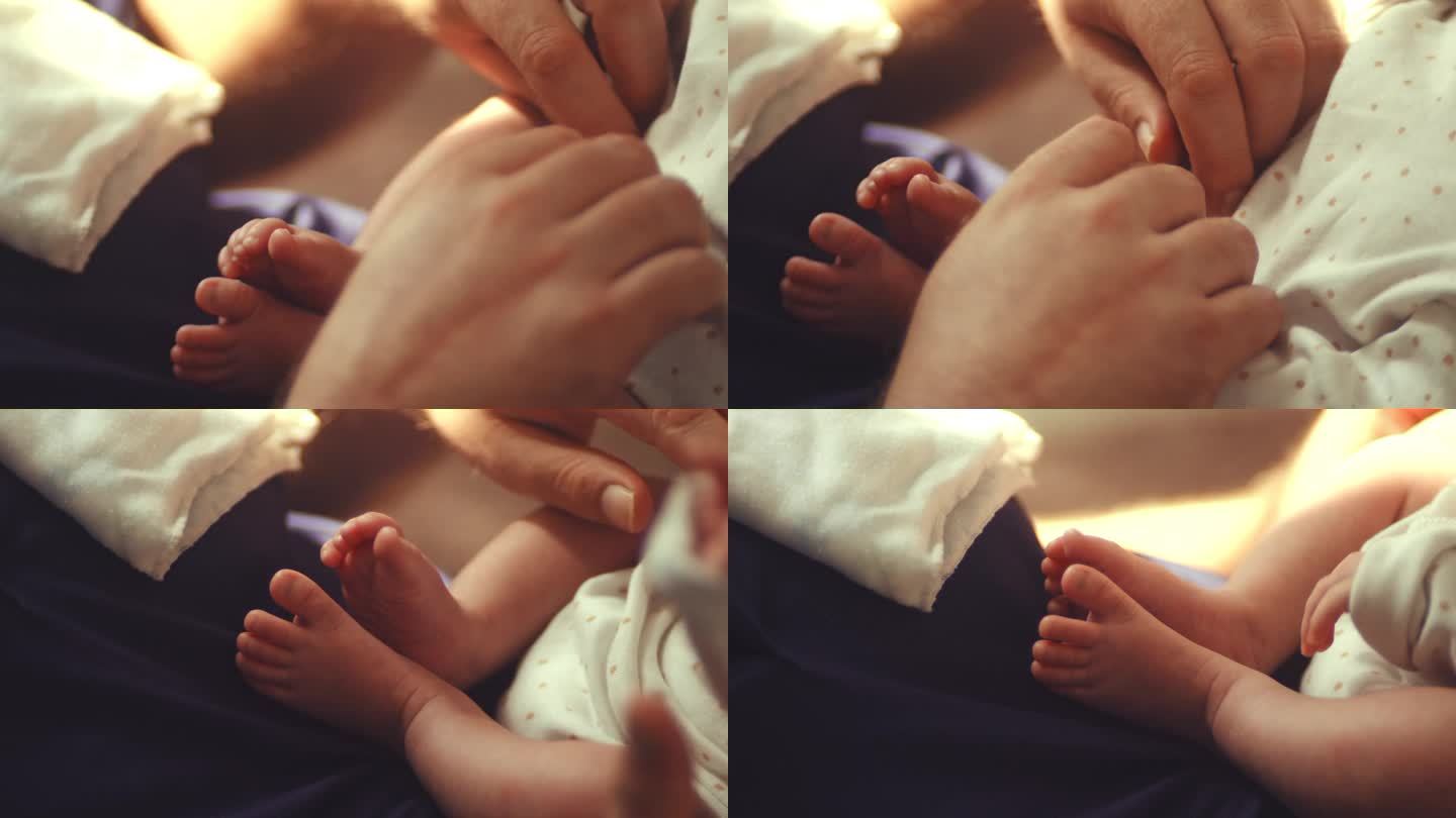 宝宝的手和四肢特写镜头新生儿婴幼儿可爱小